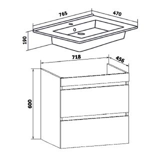 Тумба под раковину Runo подвесная белая (под умывальник Оскар 75 Оскар 75) Манхэттен 75 (00-00001047)